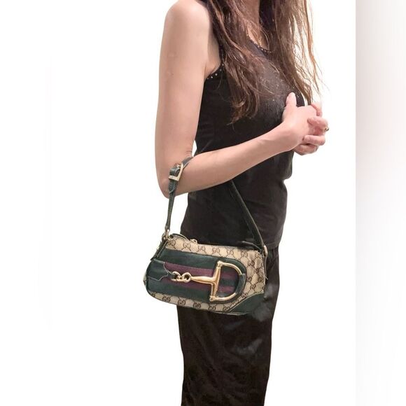Gucci Green and Gold Women's Hasler Bag - Picture 2 of 16